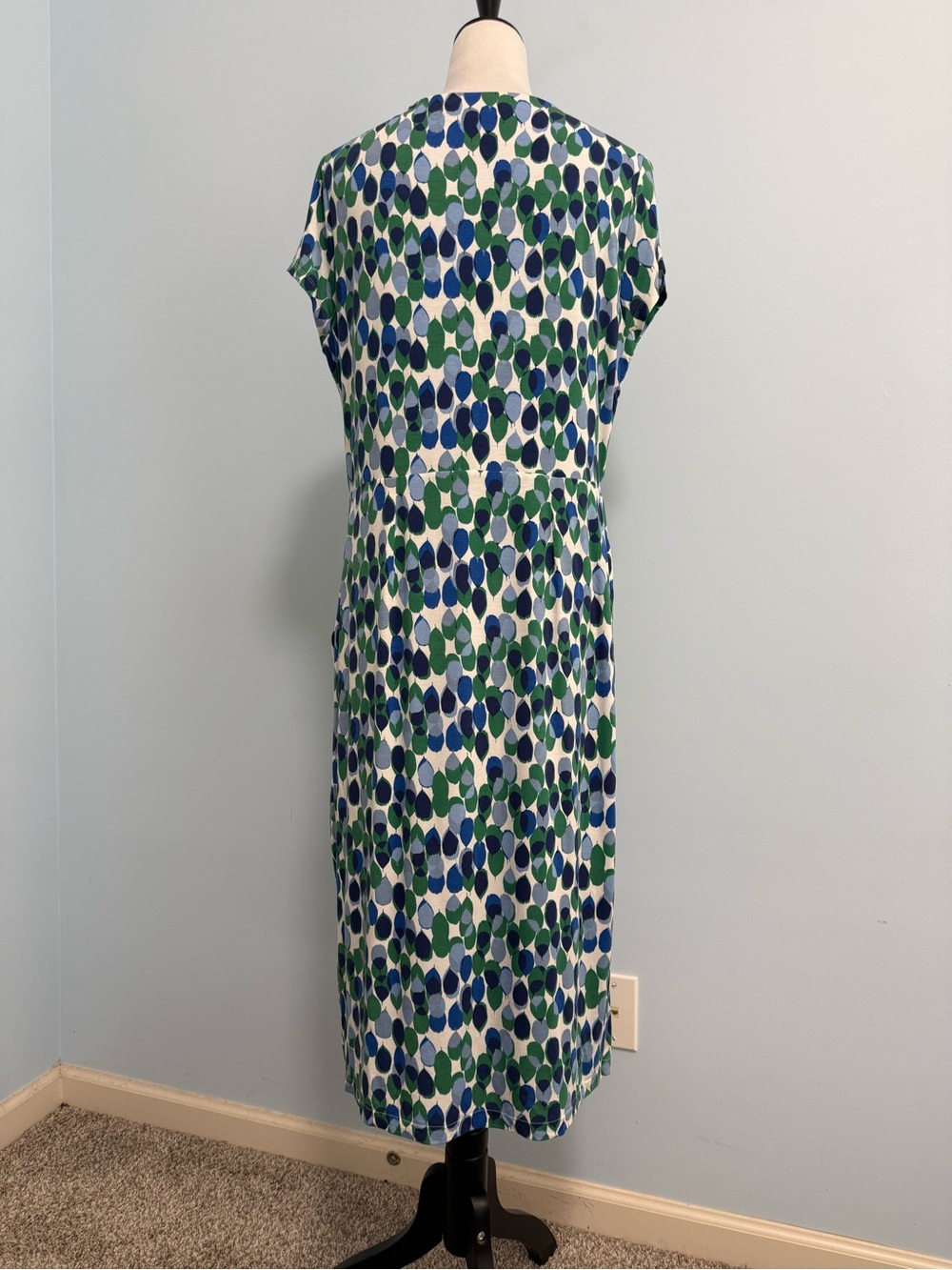 Boden Short Sleeve Multicolor Wrap Hem Lined Midi Dress Size 12 L - Picture 6 of 12